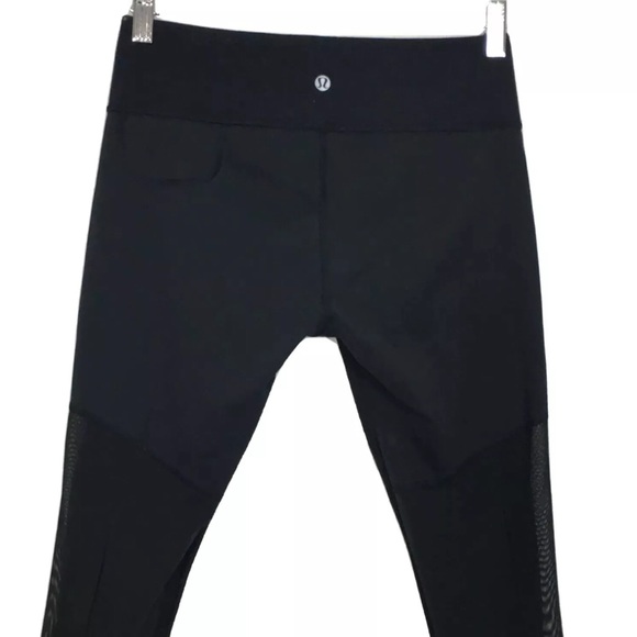 Lululemon Breathe Easy Crop 6 Black Mesh Leggings - Picture 7 of 8